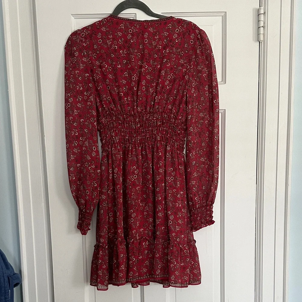 BNWT Max Studio Red Floral Long Sleeve Dress - Picture 7 of 7